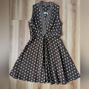 Vintage Joseph Magnin Brown and Cream Polka Dot Dress
